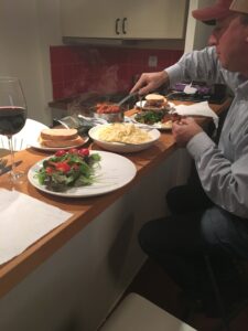 First dinner at "home" in Antibes with Johnnie Bud